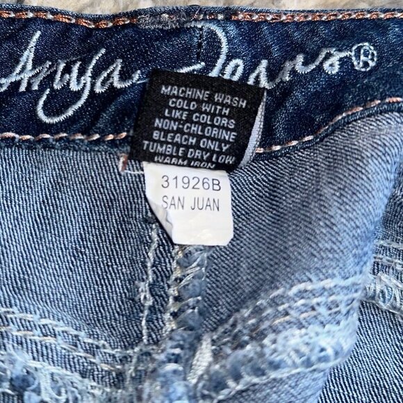 Ariya Jeans Dark Blue Women White Stitching Embellished Pockets Size 11 / 12 - Picture 5 of 14